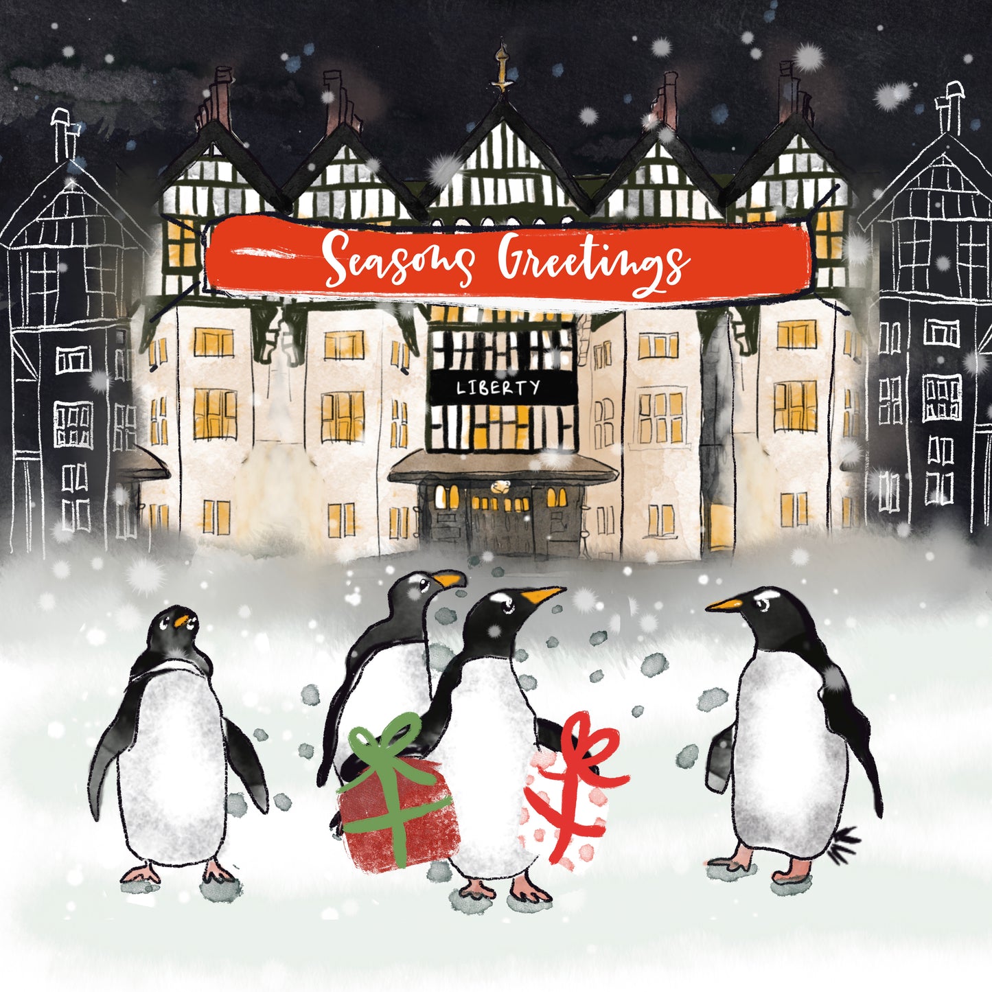 Shopping Penguins Christmas Card | Pre Order